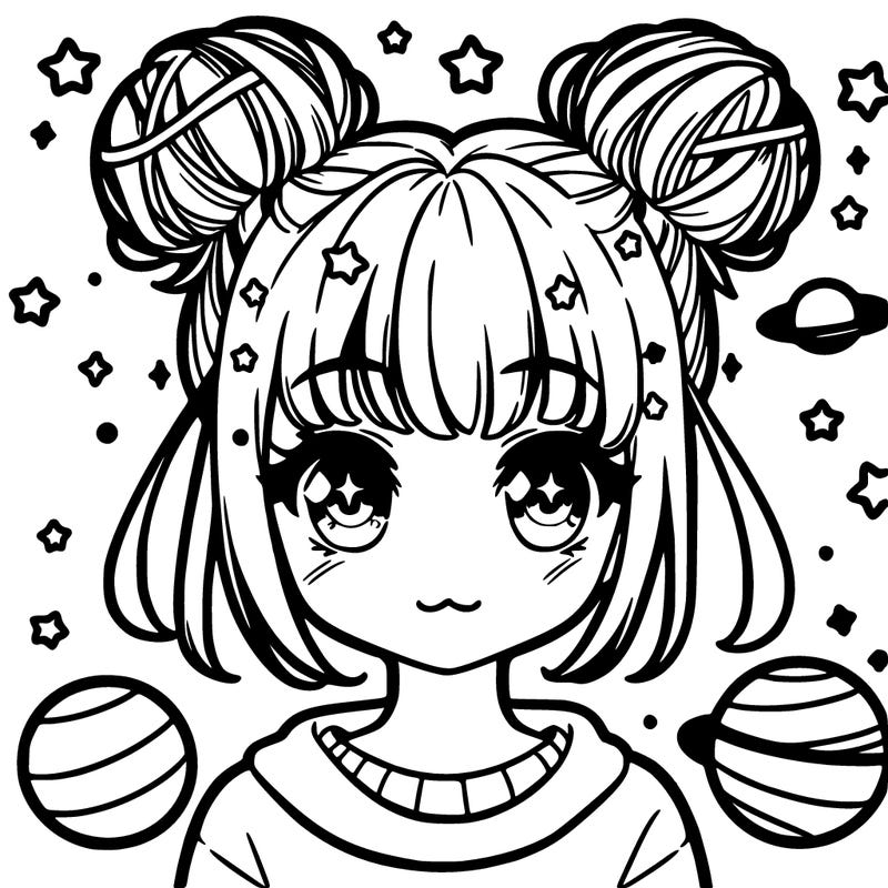 manga girl with space buns