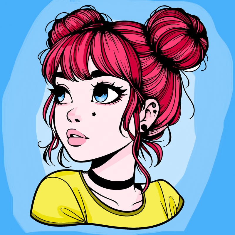realistic girl with spacebuns