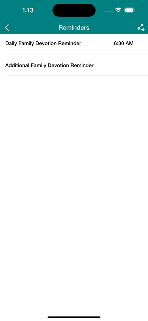 Family Devotional - Interface for setting daily and additional family devotion reminders in the app