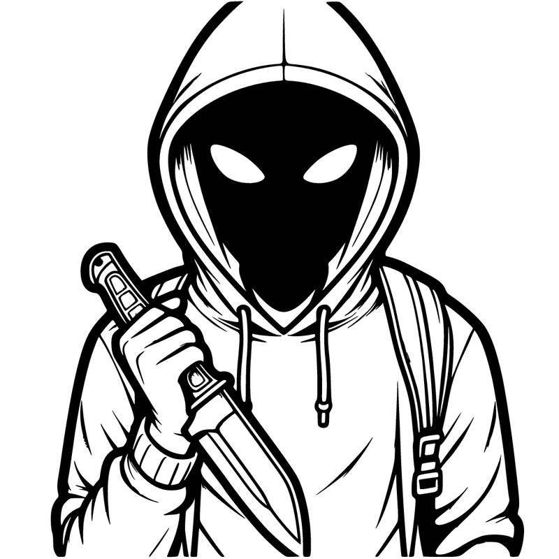 a guy with a hoodie and in his hand has a knife