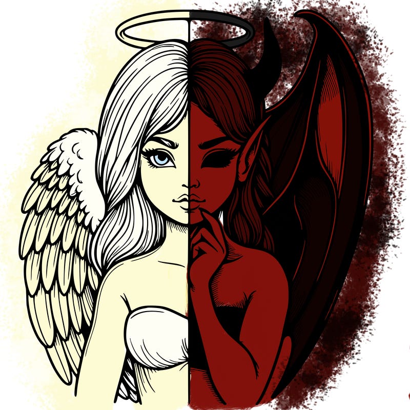 realistic angel half demon