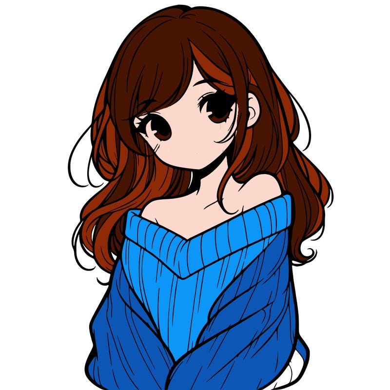 shy pretty girl wearing a sweater that is falling off one shoulder portrait