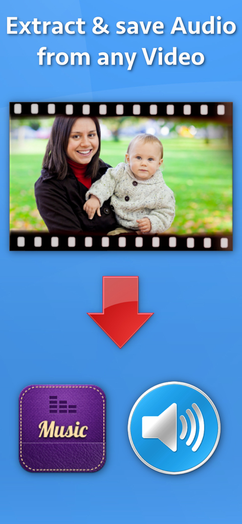 Video to Audio Extractor - Captura de pantalla que ilustra el proceso de extracción y guardado de audio de un archivo de vídeo