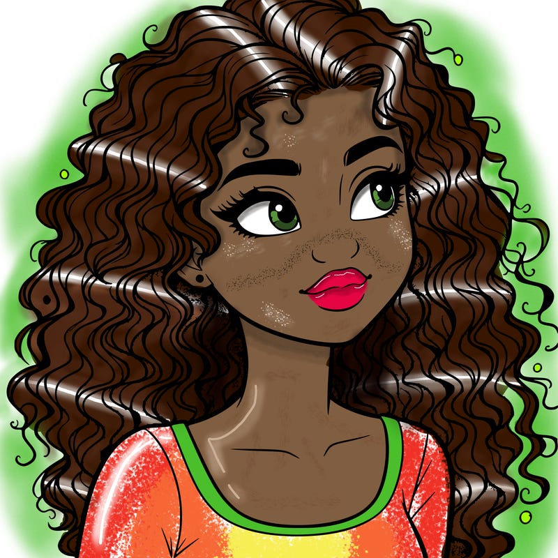 realistic girl with curly hair