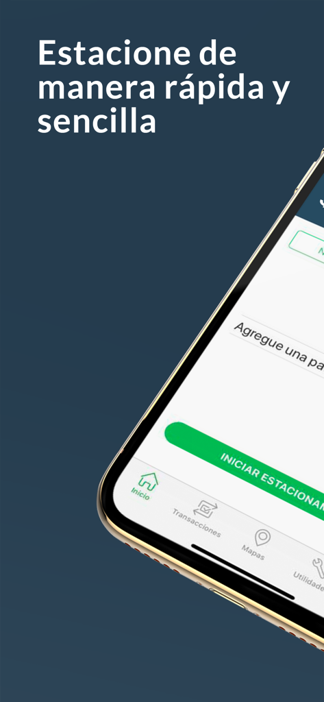 SEM Mobile - SEM Mobile app interface showing the start parking button and home navigation menu