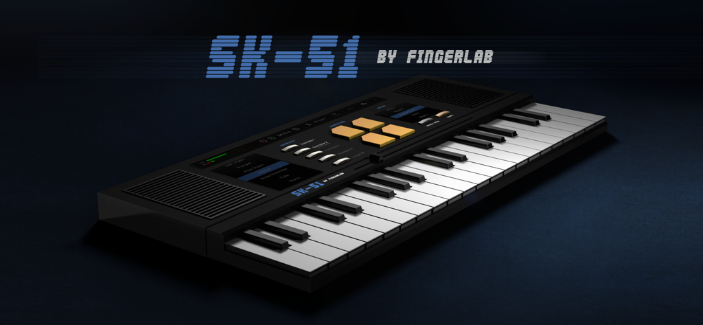 SK-51 - 3D render of the SK-51 retro lo-fi sampler keyboard