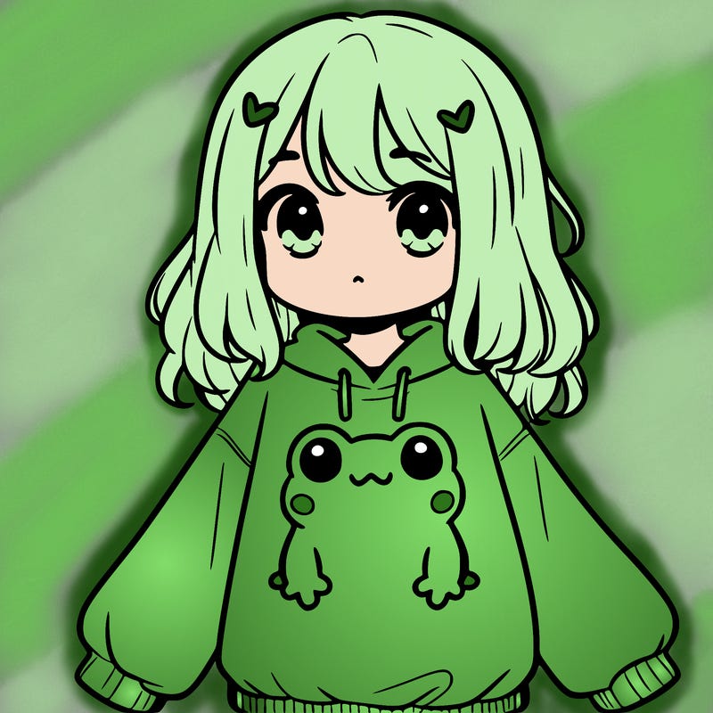 girl wearing frogging sweatshirt