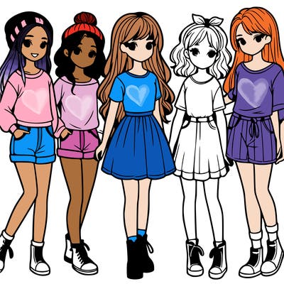 a group of five girls