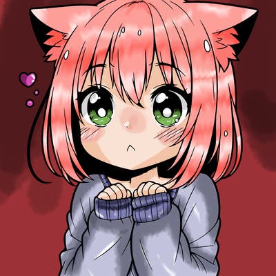 shy anime catgirl