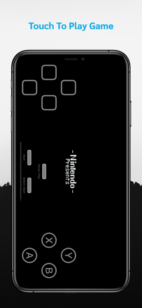 Uma interface de emulador GBA móvel com botões de gamepad virtuais e uma tela de carregamento.