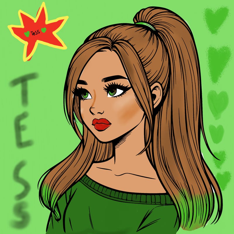 realistic girl with a high ponytail