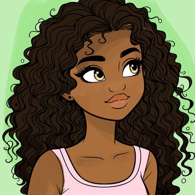 realistic girl with curly hair