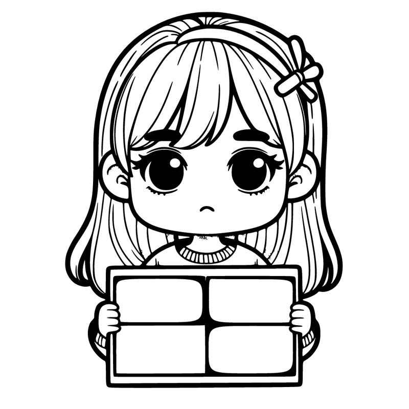 girl with a straight face holding empty sign