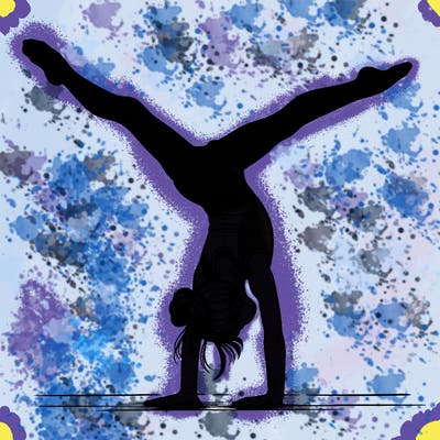realistic gymnastic hand stand girl in four splits