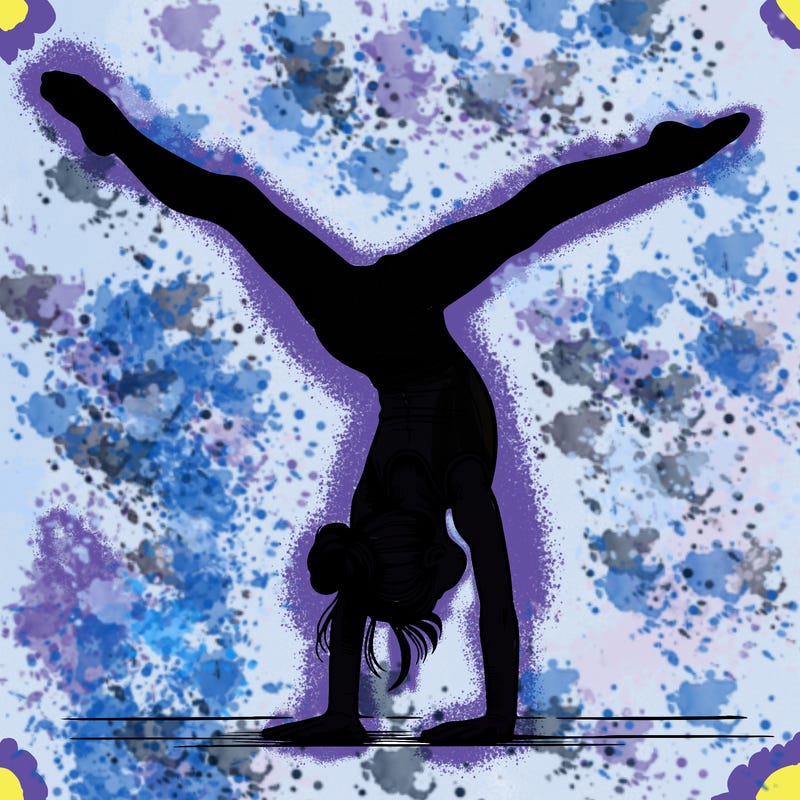 realistic gymnastic hand stand girl in four splits