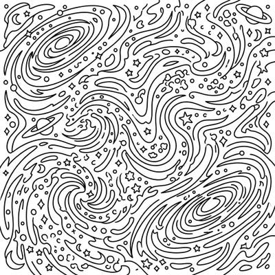 Dive into a universe of creativity with this mesmerizing cosmic dust patterns coloring page. Designed for kids aged 4-8, it features swirling galaxies, twinkling stars, and playful planets ready to be brought to life with color.