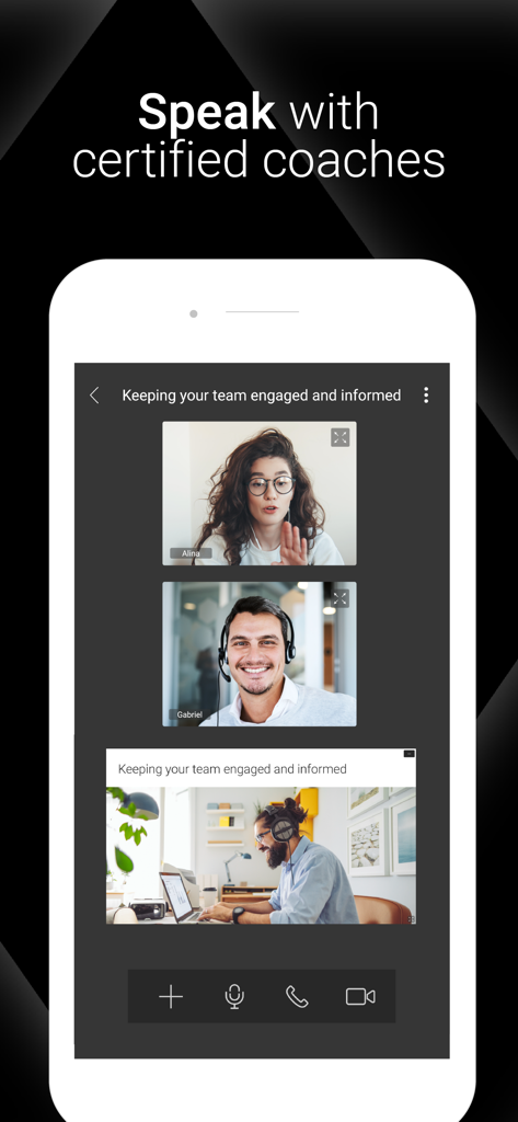 Interfaz de la app móvil Speexx para sesiones de coaching por video en vivo con instructores de idiomas certificados