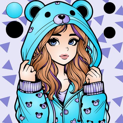 realistic girl in a animal pjs hoodie
