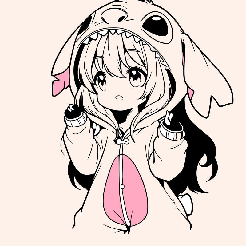anime girl in a stitch onsie