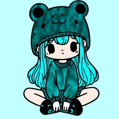 a girl wearing a frog hat and some frog socks