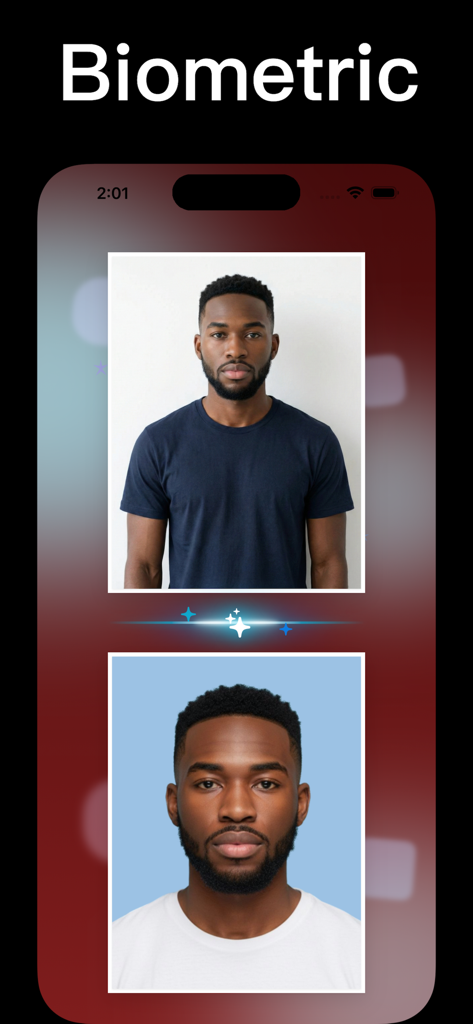 Passport Photo · ID Photo App - AI 앱으로 처리되는 생체 인식 신분증 사진의 전후 비교