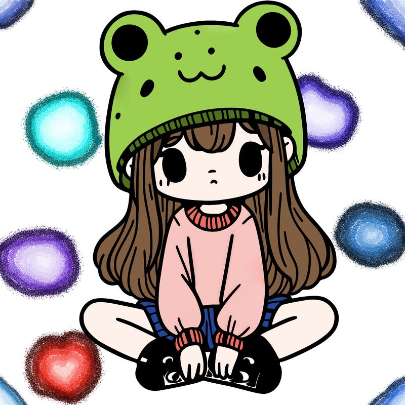 a girl wearing a frog hat and some frog socks