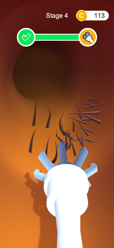 A blue plucking tool removing hair inside an ear canal in Earwax Clinic