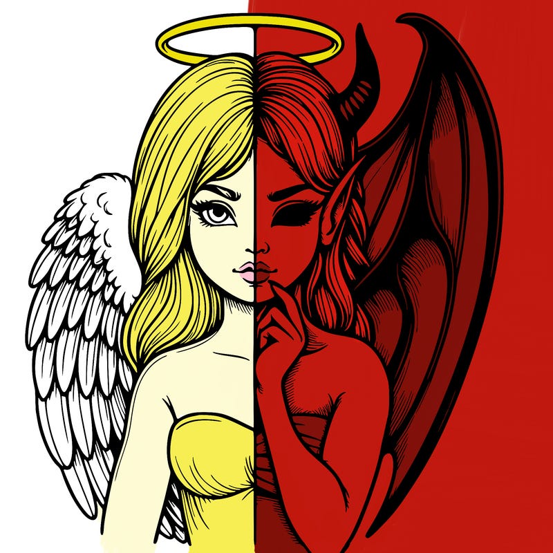 realistic angel half demon