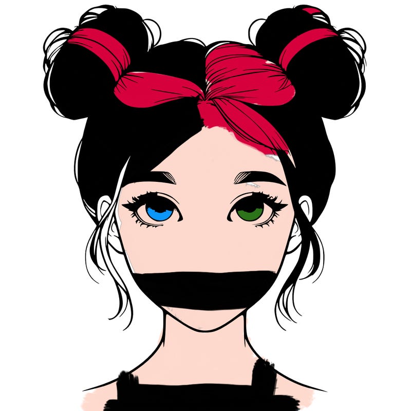 realistic girl with two buns on top of her head