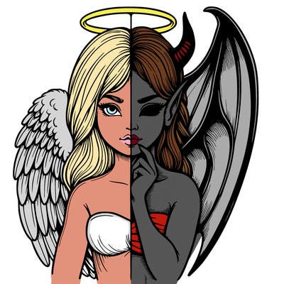 realistic angel half demon