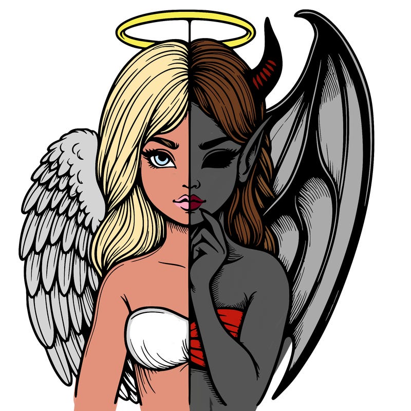 realistic angel half demon