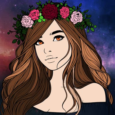 realistic girl with flower crown