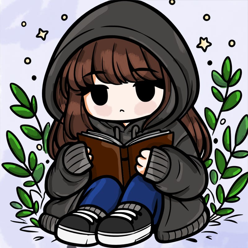 girl in oversized hoodie reading a book