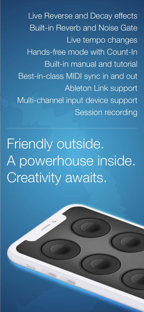 Loopy HD mobile app showing professional looping features and circular track interface
