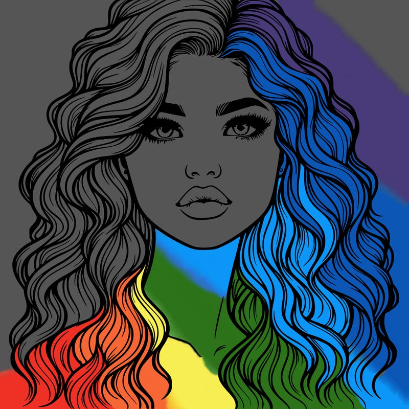 realistic girl with wavy hair and lips