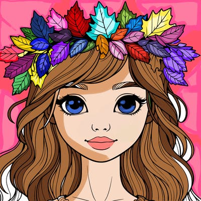 realistic girl with fall leaf crown