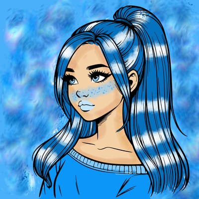 realistic girl with a high ponytail