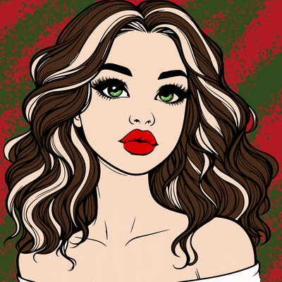 realistic girl with wavy hair and lips