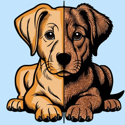 realistic dog split picture