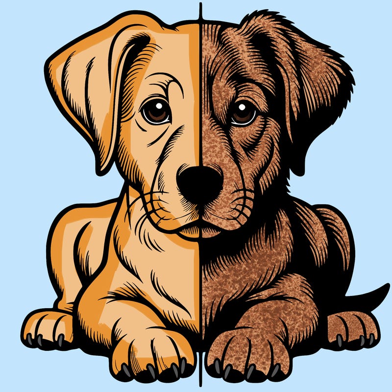 realistic dog split picture
