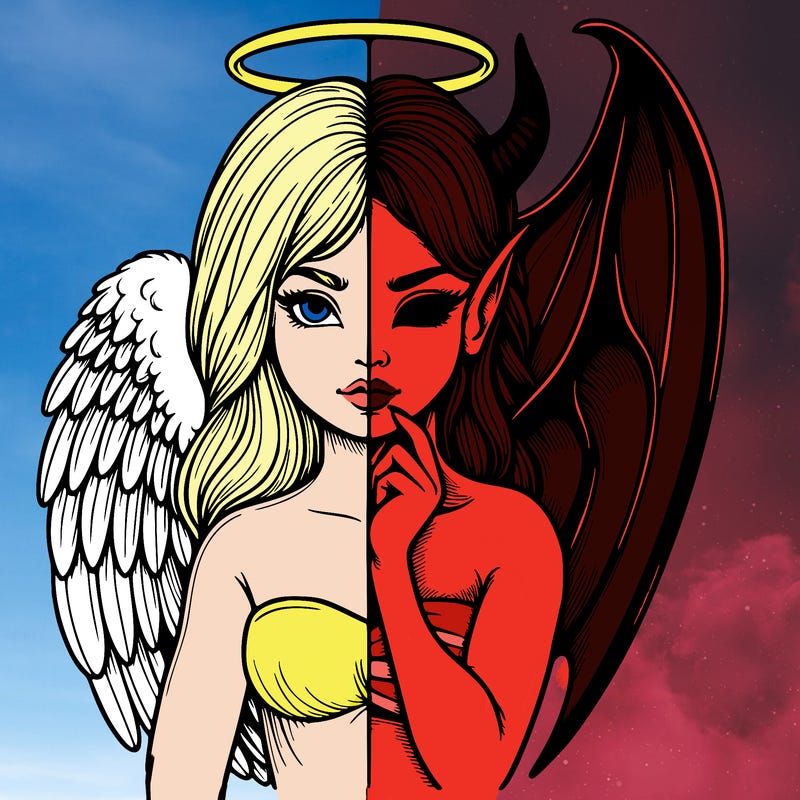 realistic angel half demon