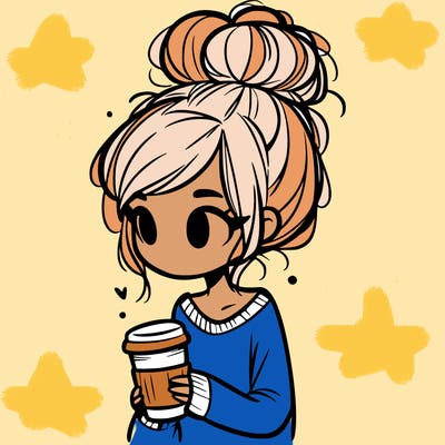 girl with messy bun and coffee