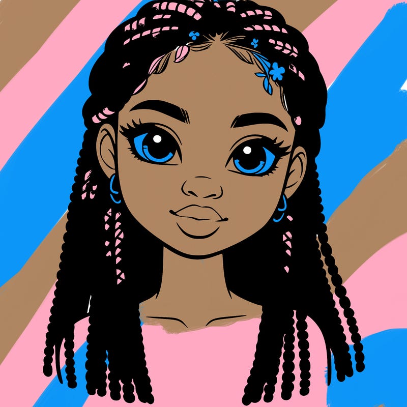 a realistic black girl with braids
