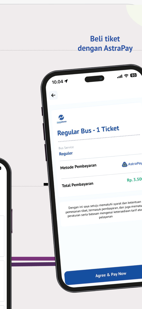TJ:Transjakarta - Mobile app interface for purchasing a Transjakarta bus ticket using AstraPay