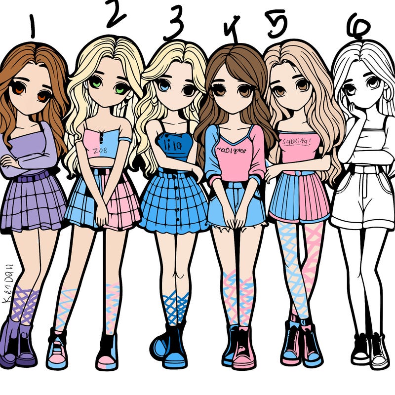 a group of girls realistic