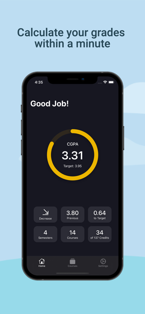 CGPA Calculator & Tracker - Mobile app dashboard displaying CGPA and academic progress tracking