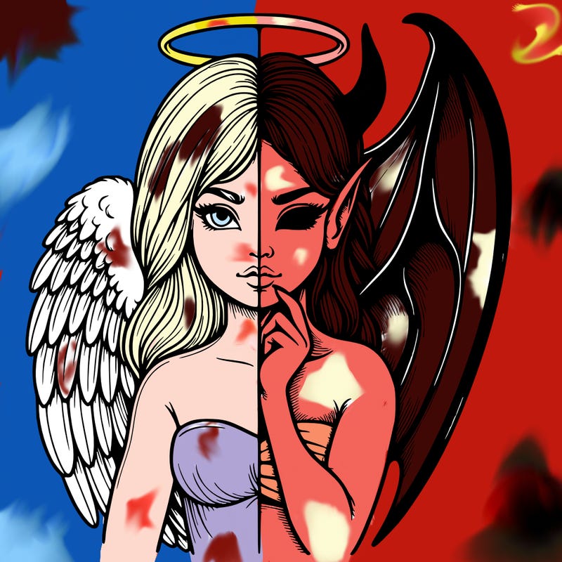 realistic angel half demon