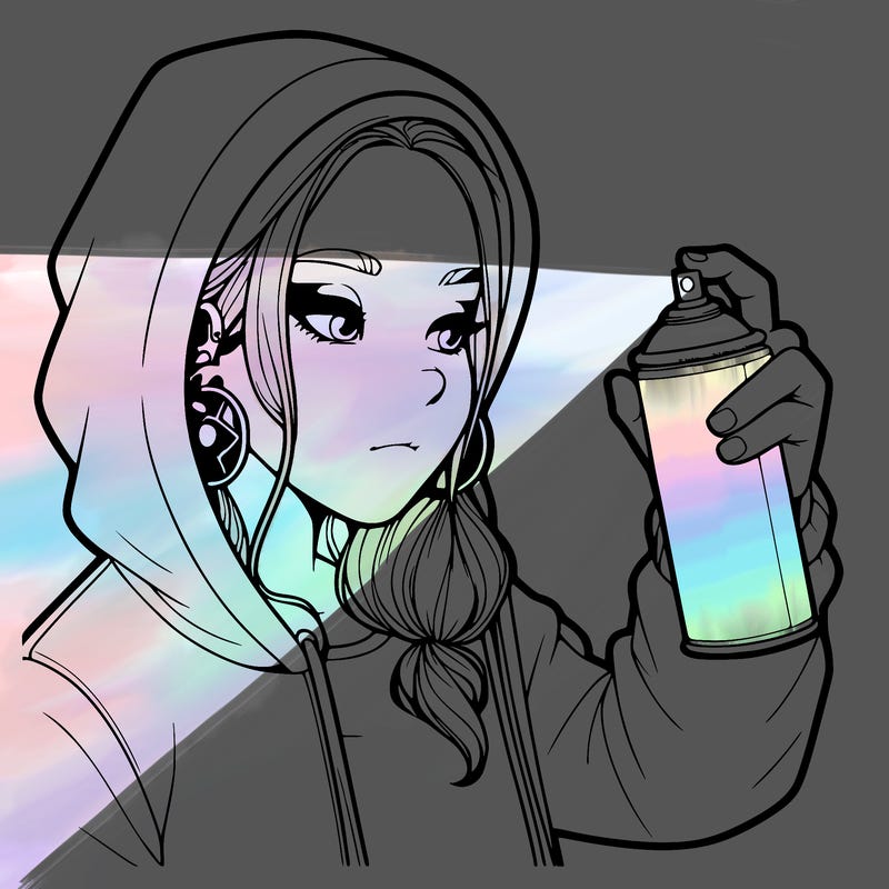 a realistic girl, spray painting