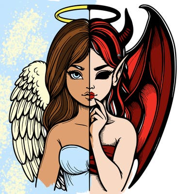 realistic angel half demon