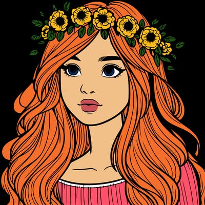a realistic teen girl in a flower crown